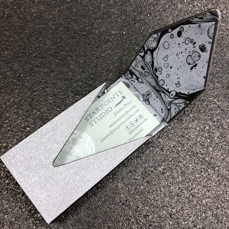 Business Card box - Pewter Metallic with Marbled interior - Image 2